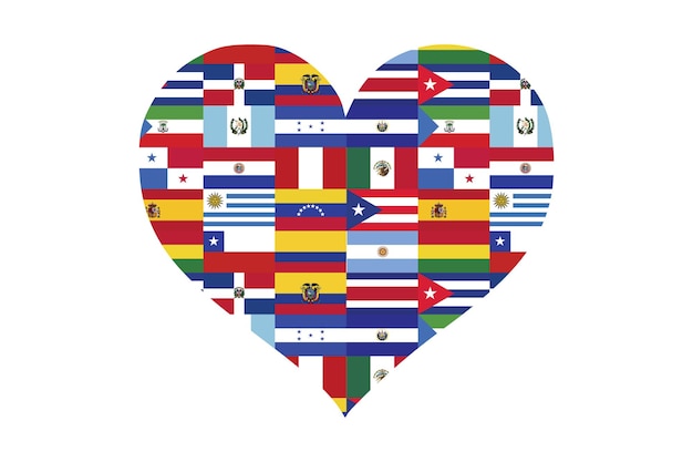 Vector national hispanic heritage month flags heart