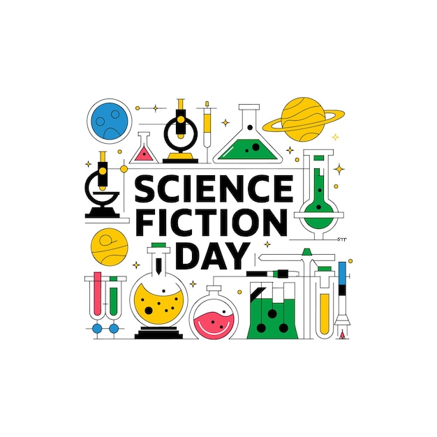 Vector national science fiction day poster design illustration