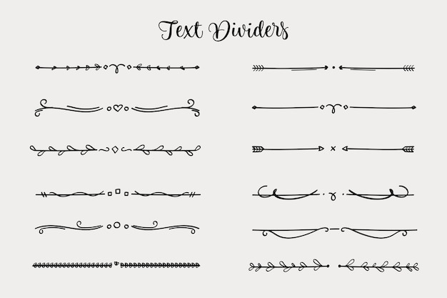 Vector nature text divider hand drawn text layout separator decoration element collectionvector illustration