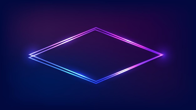 Vector neon double rhombus frame with shining effects