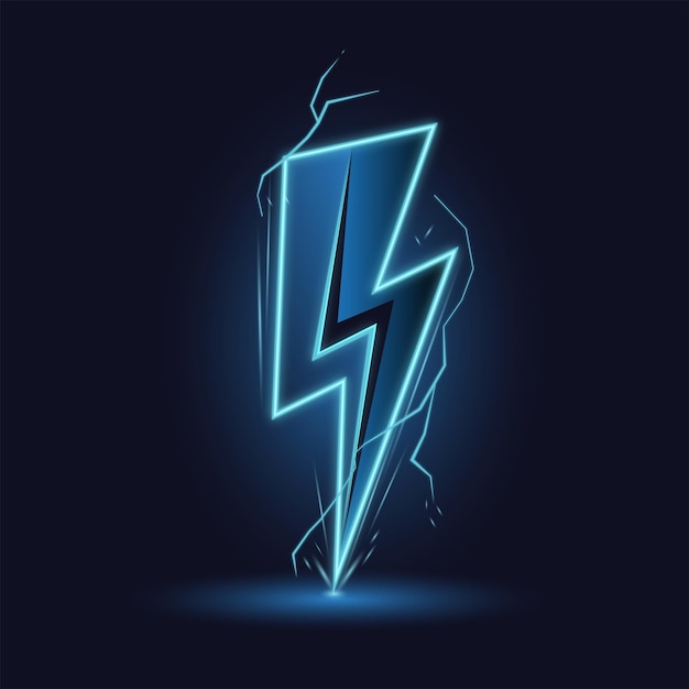 Vector neon glowing lightning bolt