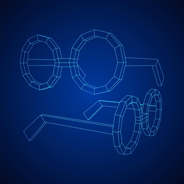 Vector nerd round retro glasses wireframe low poly mesh vector illustration