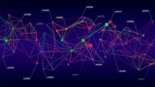 Vector network connection structure block chain technology concept digital background with dots and lines big data visualization artificial intelligence vector illustration