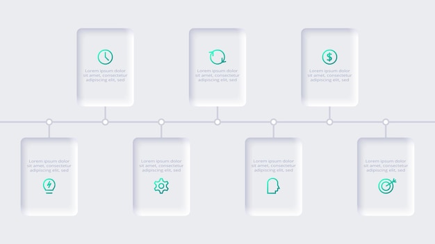 Vector neumorphic flowchart infographic creative concept for infographic with 7 options