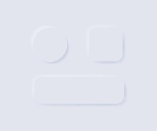 Vector neumorphism ui button design app elements minimal icon interface in vector flat style