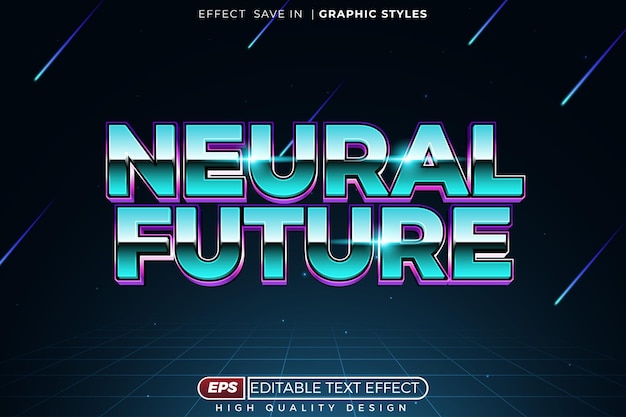 Vector neural future editable 3d neon text effect for scifi gaming poster flyer design