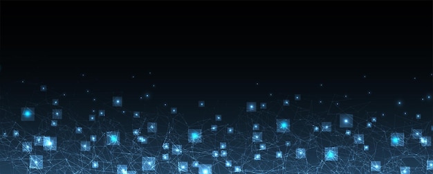 Vector neural network concept connected cells with links high technology process abstract futuristic background