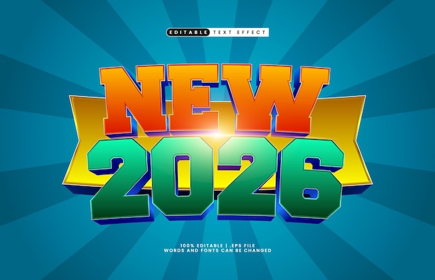Vector new 2026 new year editable text effect