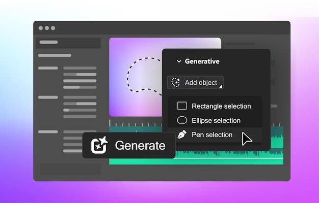 Vector new ai generative features in video editor object selection tool generate button vector