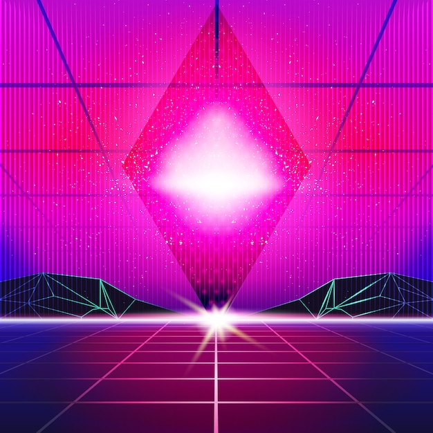 Vector new retro wave background. synthwave retro design and elements