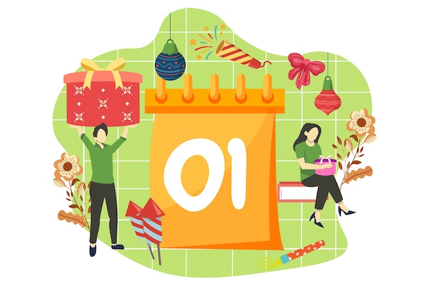Vector new year celebration flat design illustration