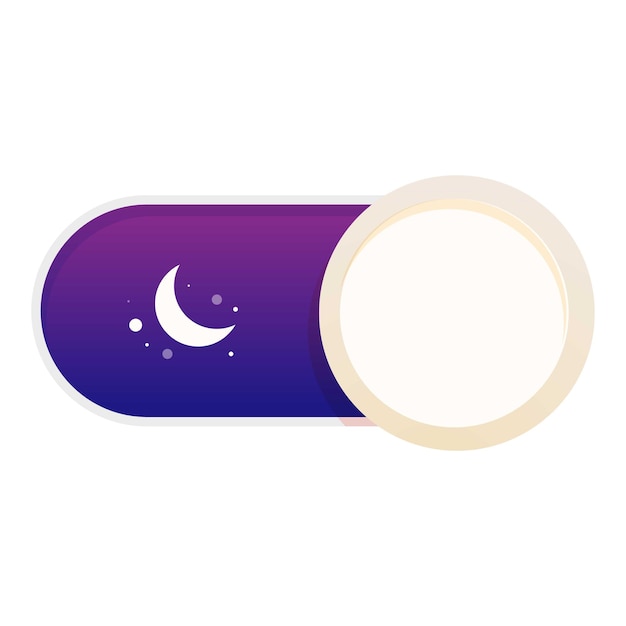 Vector night mode on off toggle switch button with moon and stars icon