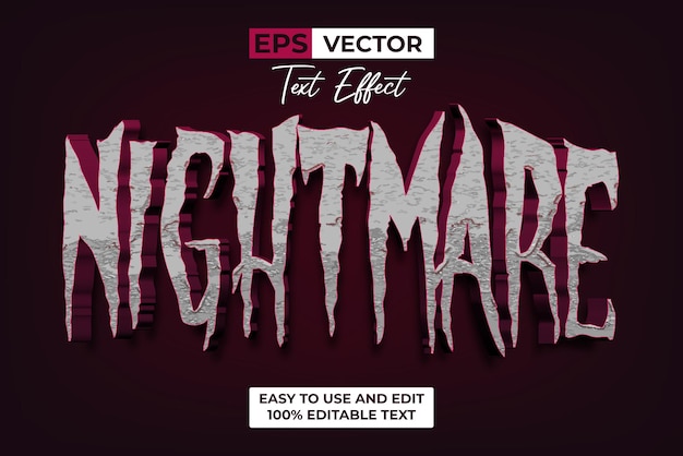 Vector nightmare text effect textured style editable text effect