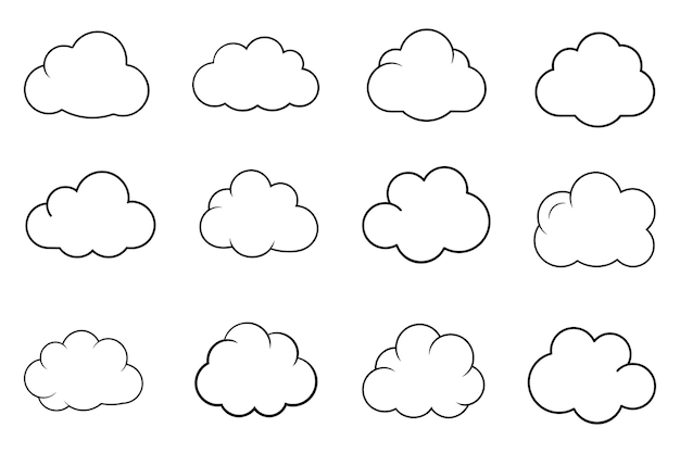 Vector nine different cartoon cloud shapes for design templates