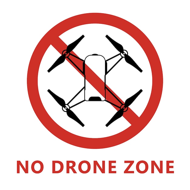 Vector no drone zone sign no drones icon vector flights with drone prohibited vector illustration