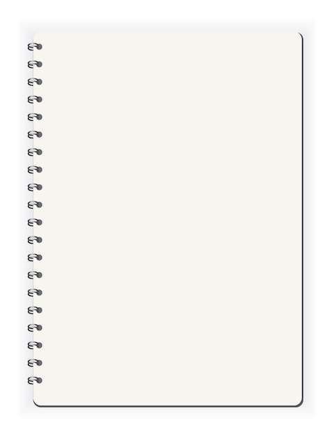 Vector notebook empty sketchbook blank page notepad vector isolated mockup blank mock up with shadow art design clean spiral notepad blank template