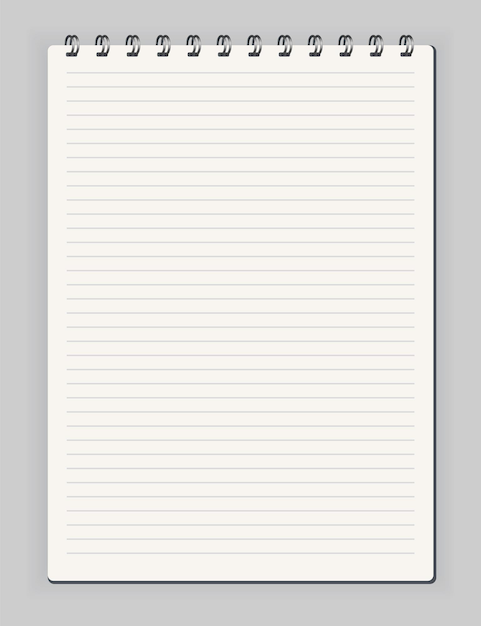 Vector notebook ined sketchbook blank page notepad vector isolated mockup blank mock up with shadow art design clean spiral notepad blank template