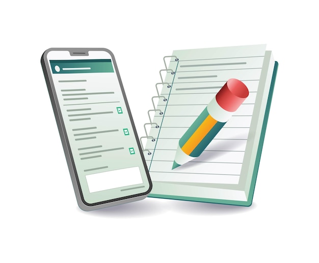 Vector notebook with smartphone user interface