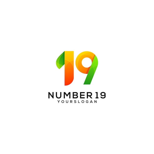 Vector number 19 colorful logo design template