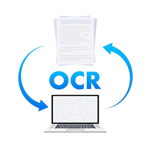 Vector ocr optical character recognition document scan process of recognizing document vector stock