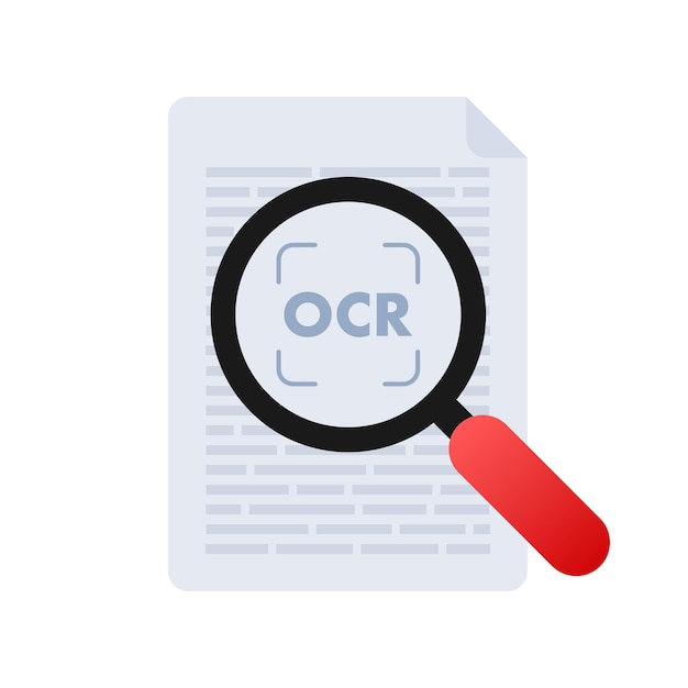 Vector ocr optical character recognition document scan process of recognizing document