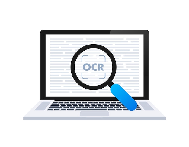 Vector ocr optical character recognition document scan process of recognizing document