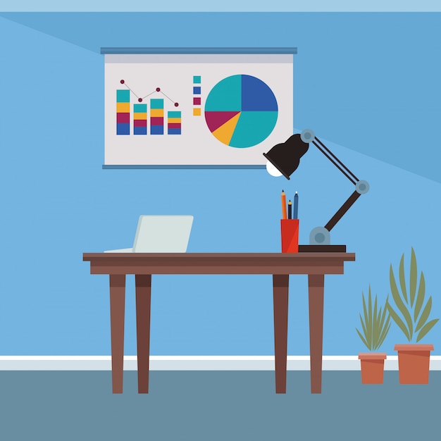 Vector office interior scenery