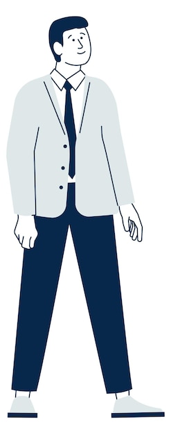 Vector office worker or business man walking character icon