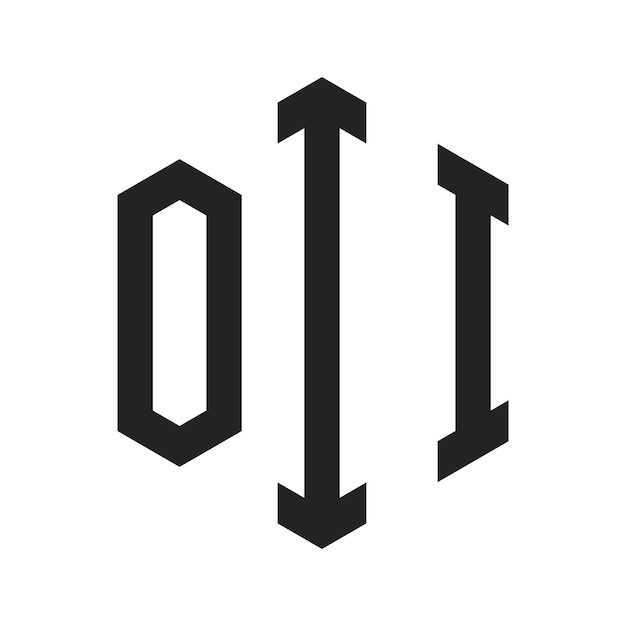Vector oii logo design initial letter oii monogram logo using hexagon shape