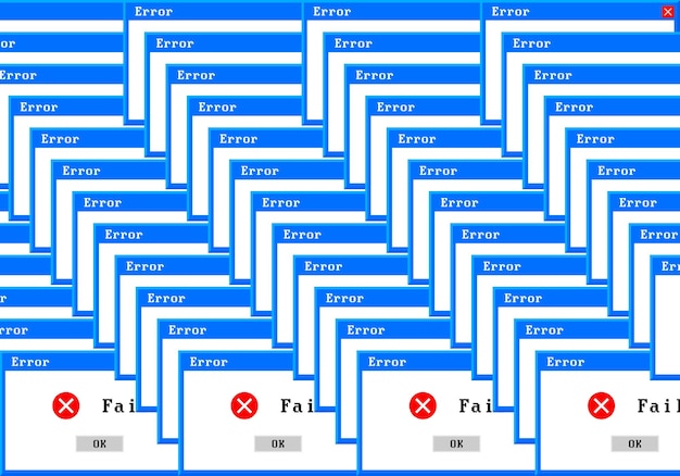 Vector old computer window critical error blank template window in retro style error message
