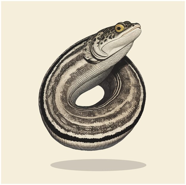 Vector old illustration of a eel moray 01