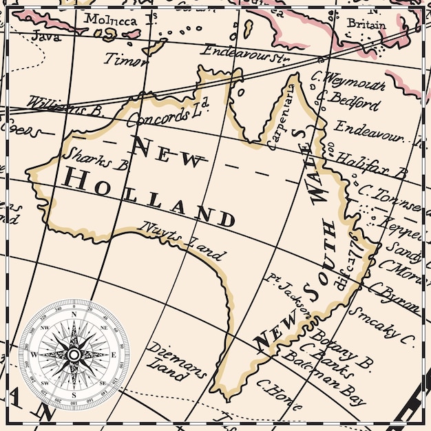 Vector old map of the australia continent