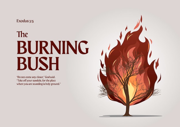Vector old testament burning bush vector illustration