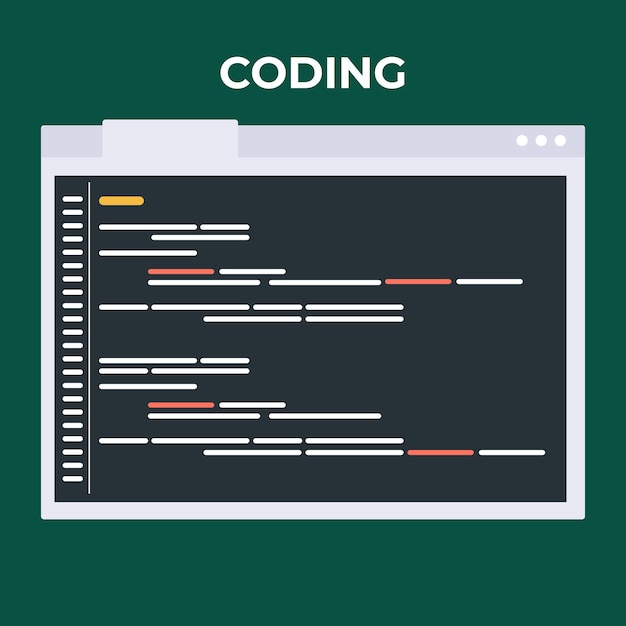 Vector online coding ui concept with a web browser