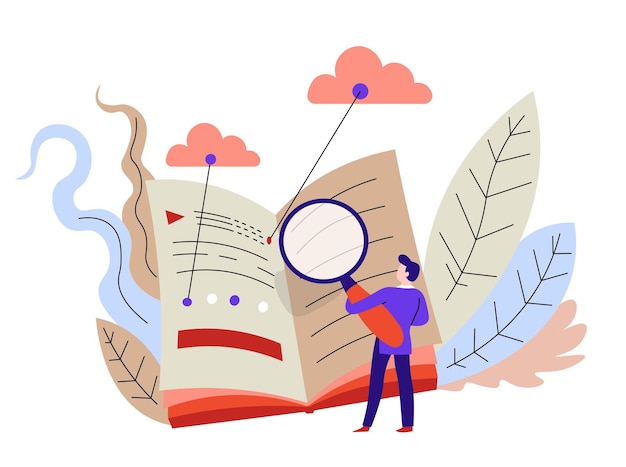 Vector online education internet learning reading book student