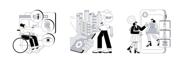 Vector online inclusivity abstract concept vector illustrations