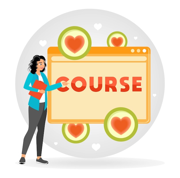 Vector online learning concept with female instructor