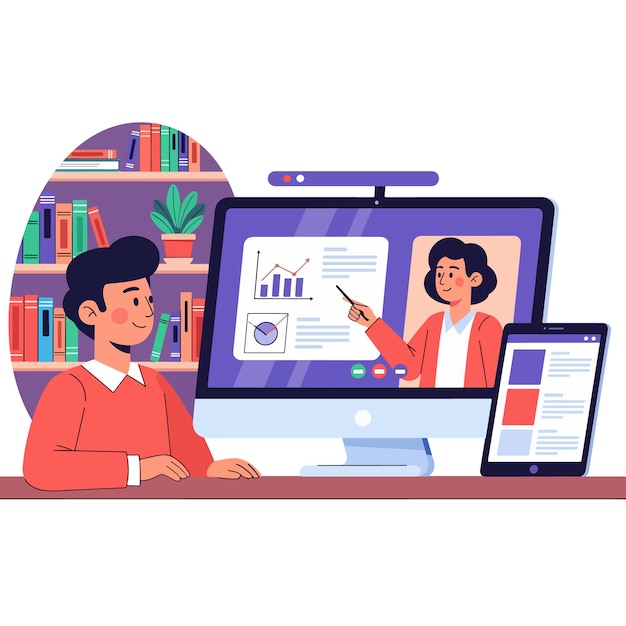 Vector online learning and education concept