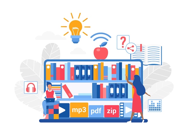 Vector online library and digital repository of virtual books