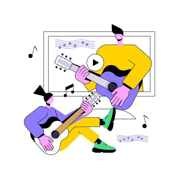 Vector online music lessons abstract concept vector illustration