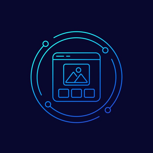 Vector online photo gallery icon linear design