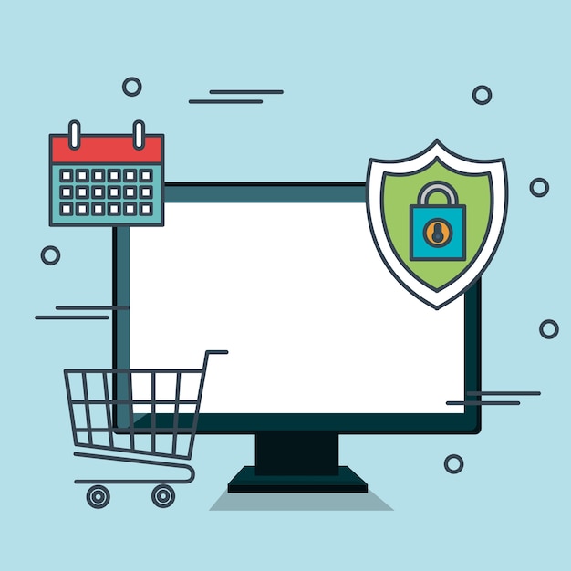 Vector online security flat icons vector illustration design