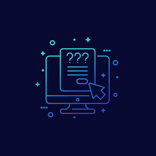 Vector online survey or questionnaire, vector linear icon