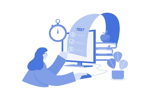 Vector online test illustration concept on a white background