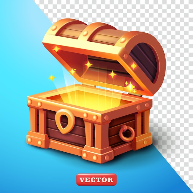 open and glowing treasure chest 3d vector suitable for element design and game elements