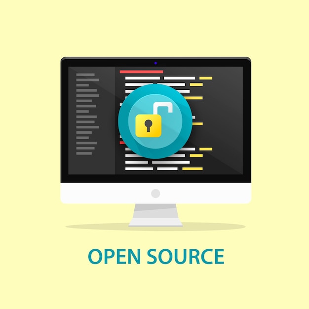 Vector open source code, computer programming. vector illustration