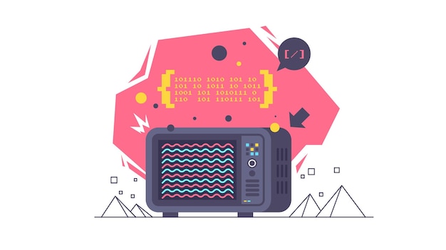 Vector open source vector illustration programming language concept developer protocol platform interface with code information digital software script