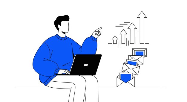 Vector optimizing email marketing for business growth and performance analytics