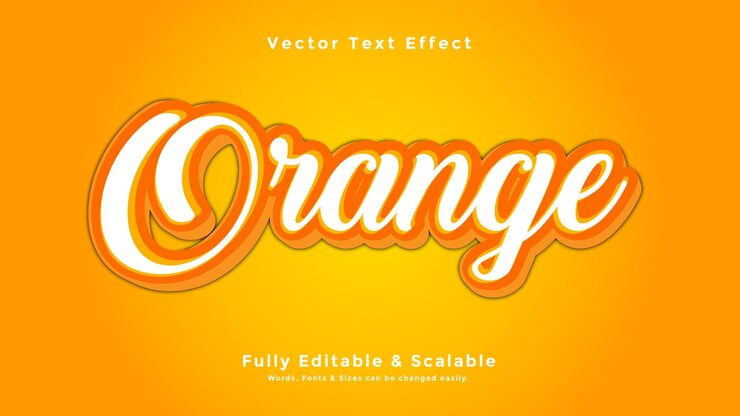 Orange 3d text effect vector