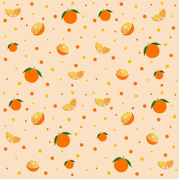 Orange and circle pattern seamless vector on orange background , fruit pattern seamless